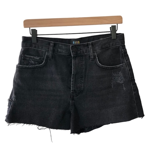 Rails Pants - NWT Rails Fairfax Short Ash Black High Rise Cut Off Short Black Raw Hem Cotton